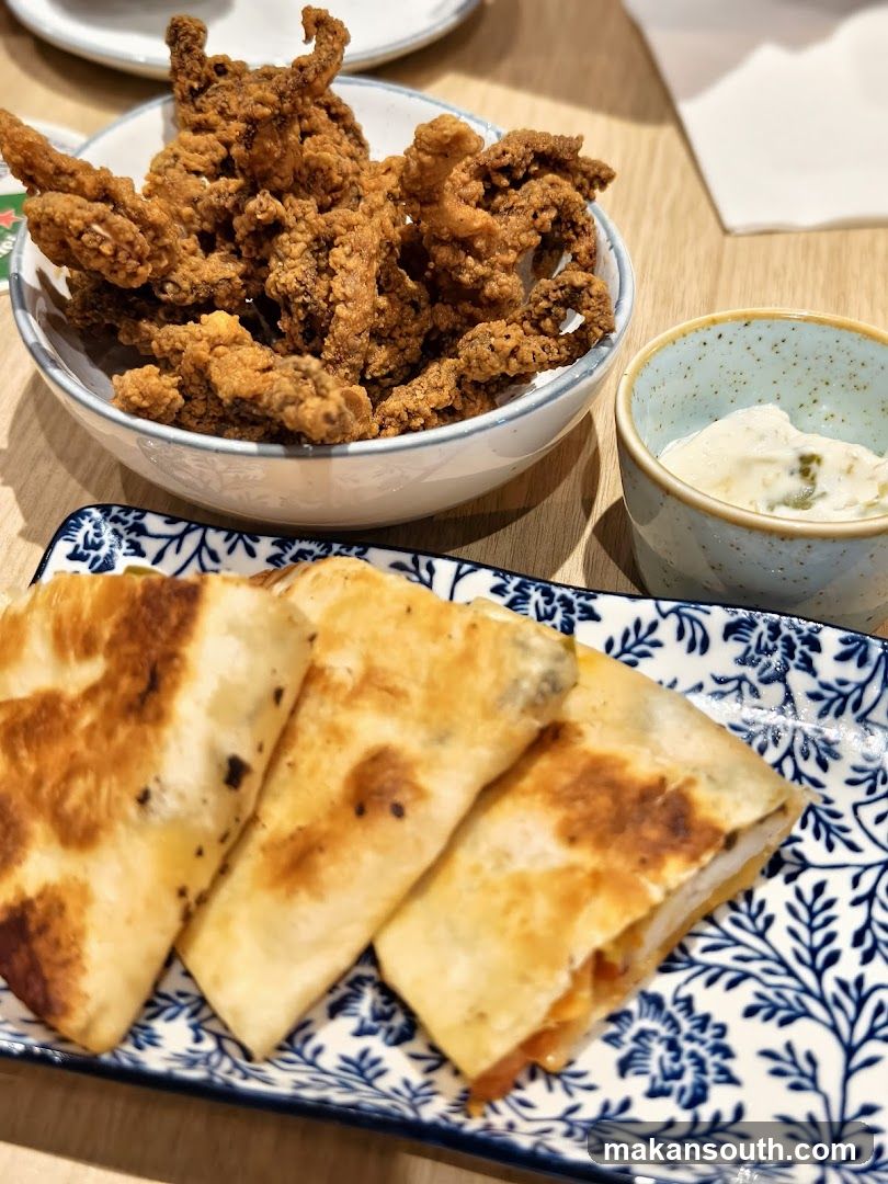 Fried Calamari and Quesadillas