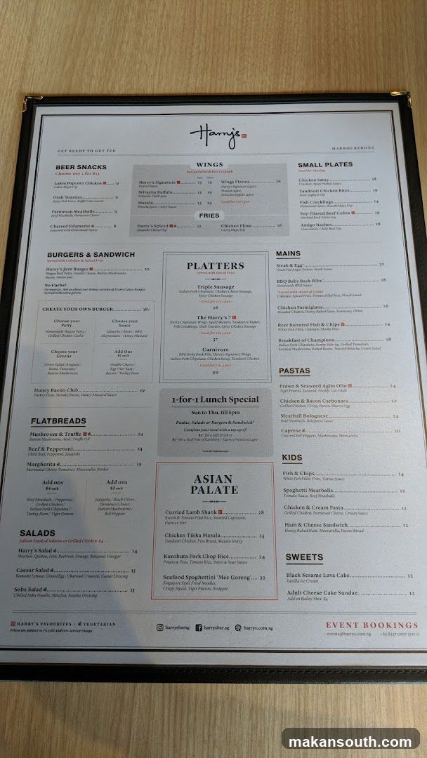 Harry's Menu