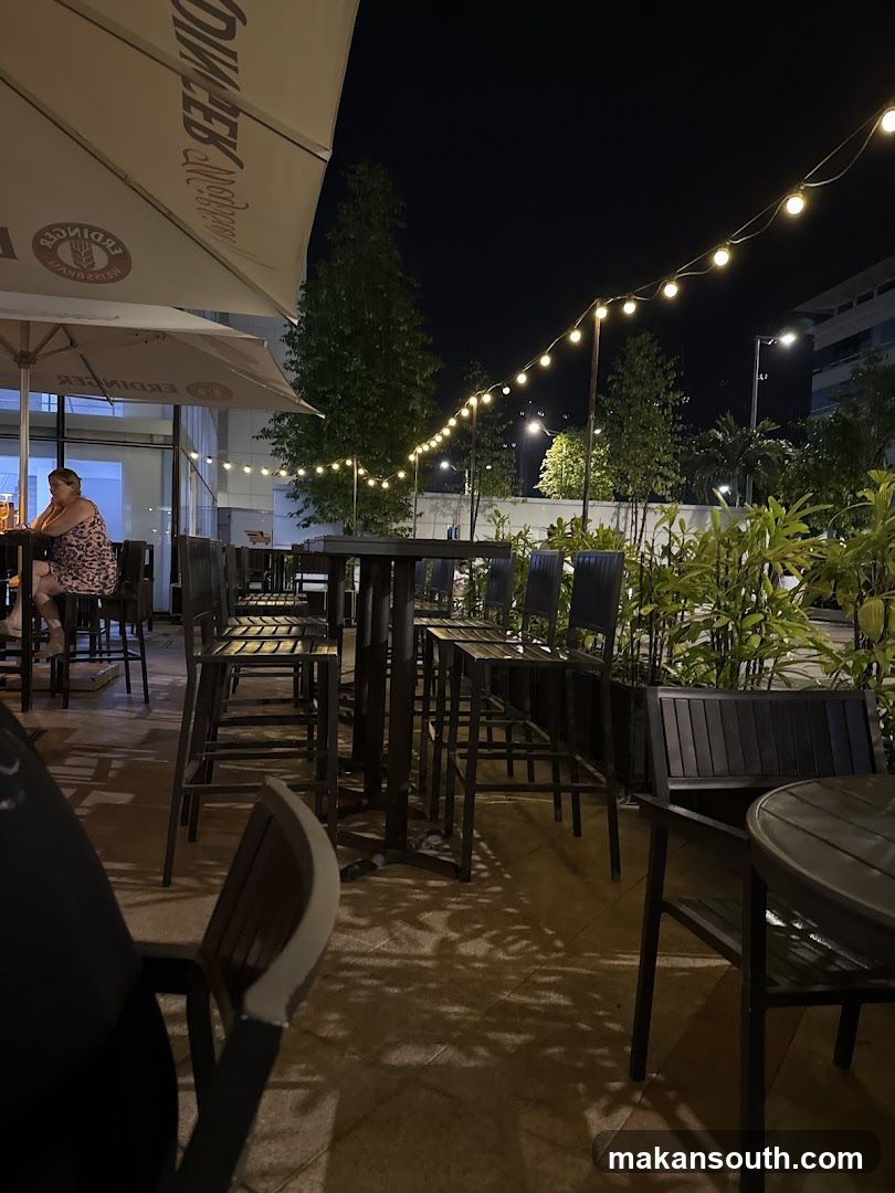 Outdoor Seating Area at Night