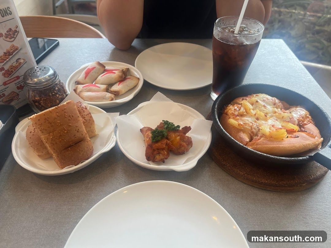 Table with food and drinks