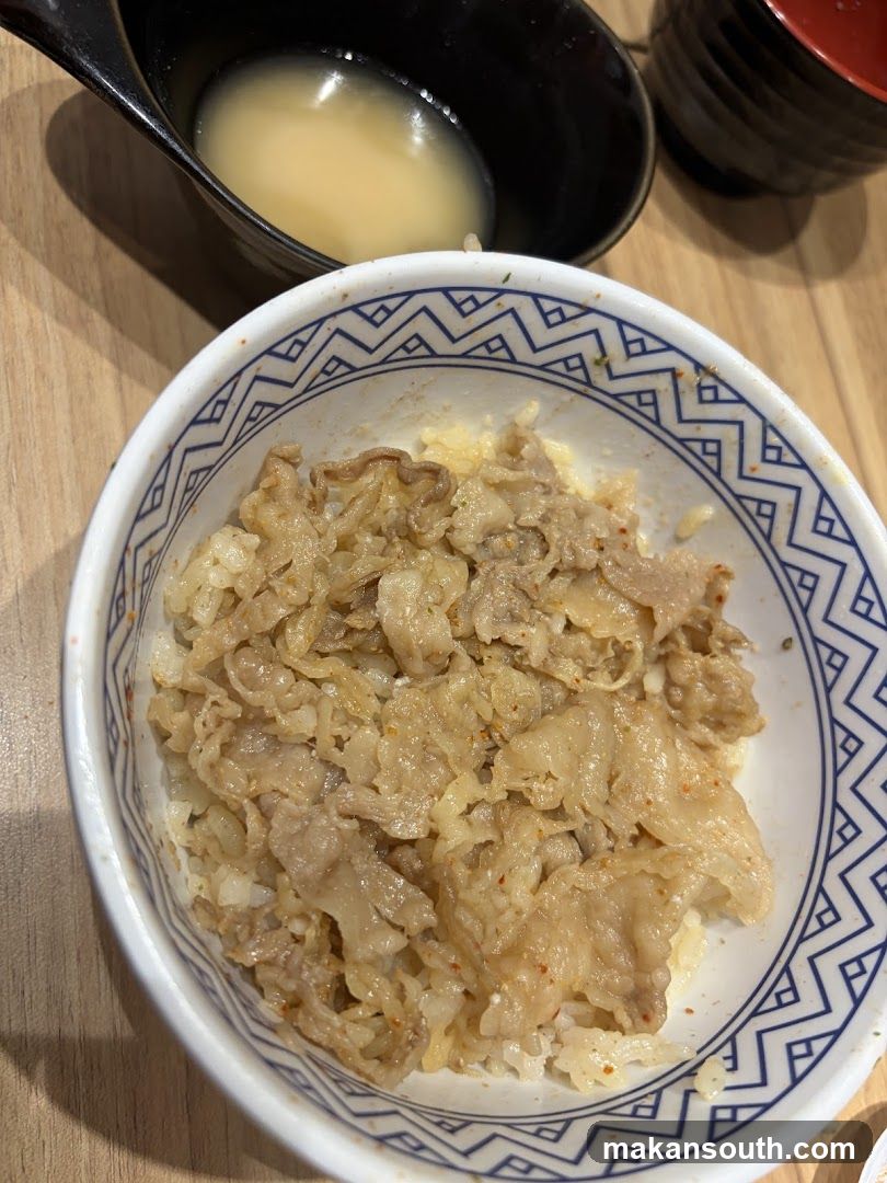 Beef Bowl and Miso Soup