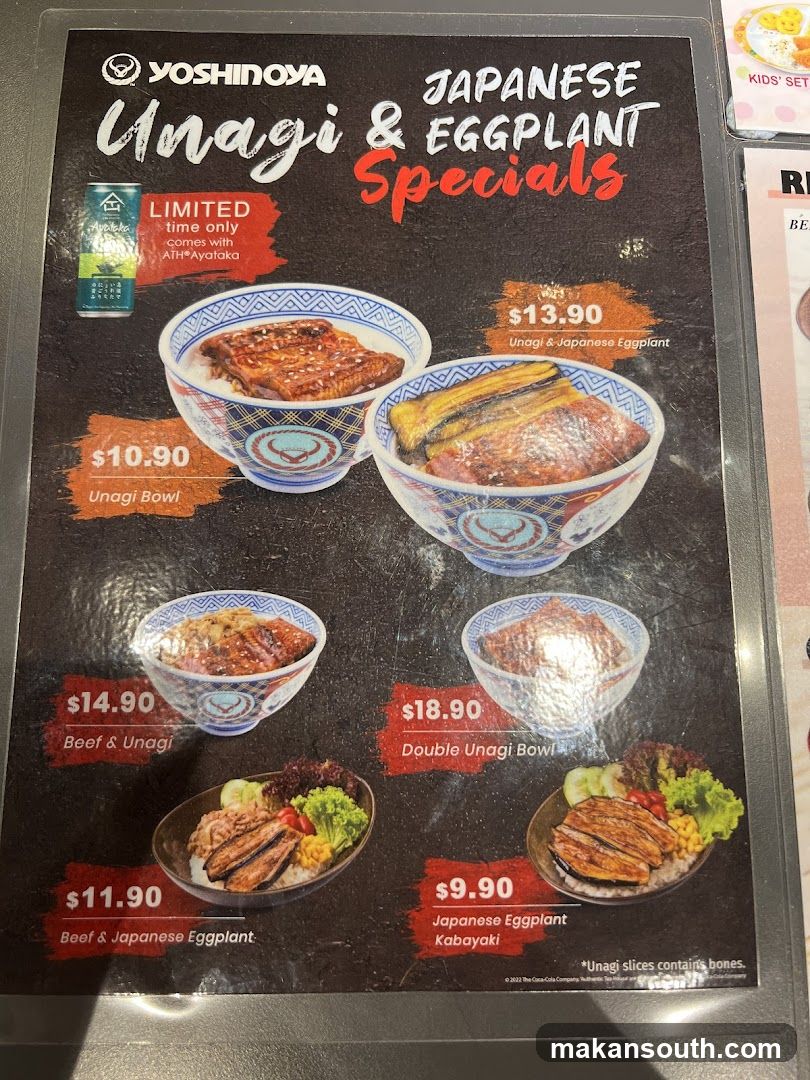 Yoshinoya Unagi & Eggplant Specials