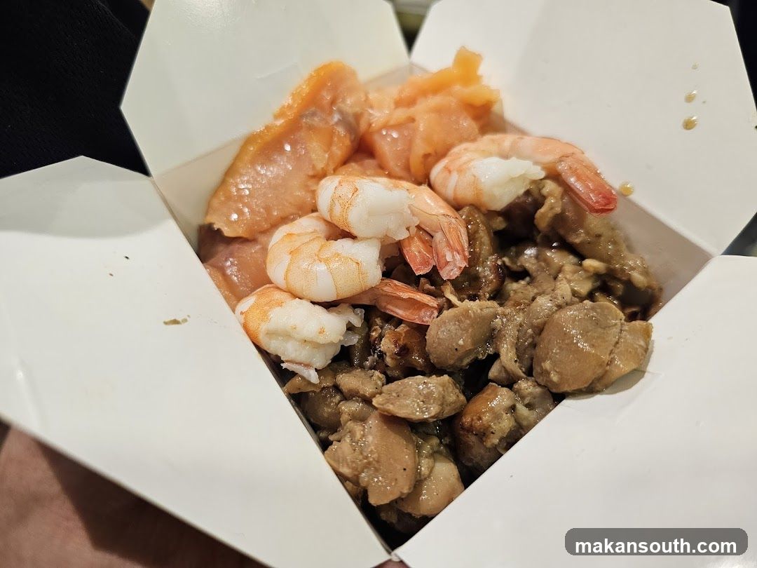 Takeout Box with Shrimp and Meat