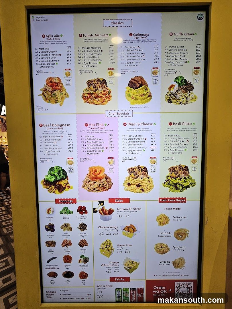 Pasta Menu