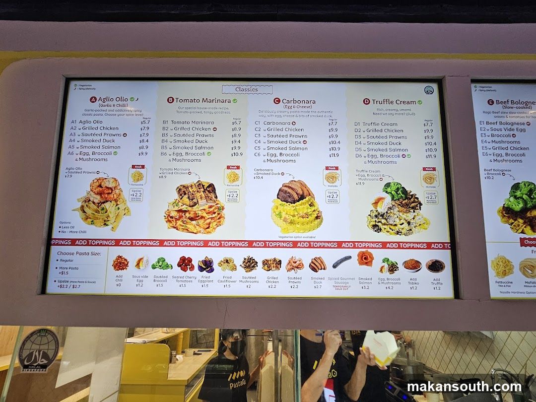 Pasta Menu