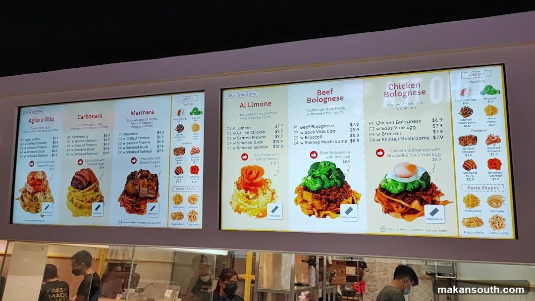 Pasta Menu