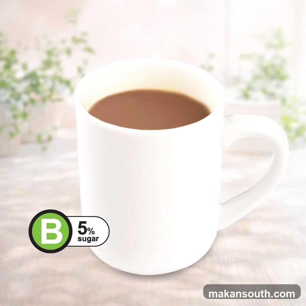 Mug of coffee with sugar content label