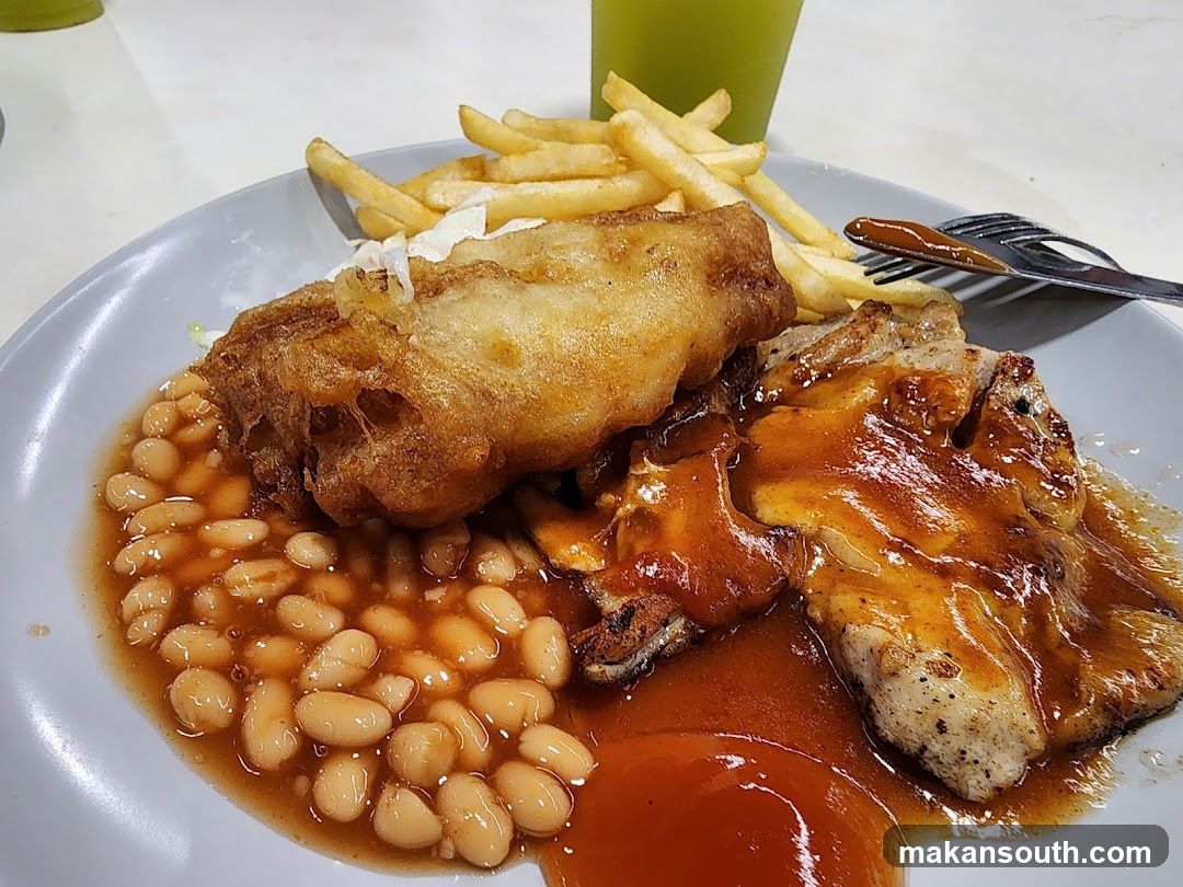 Fish and Chips with Chicken Chop