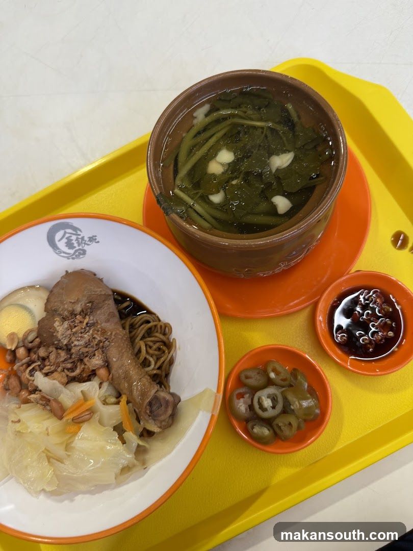 Braised Chicken Noodles with Soup and Condiments