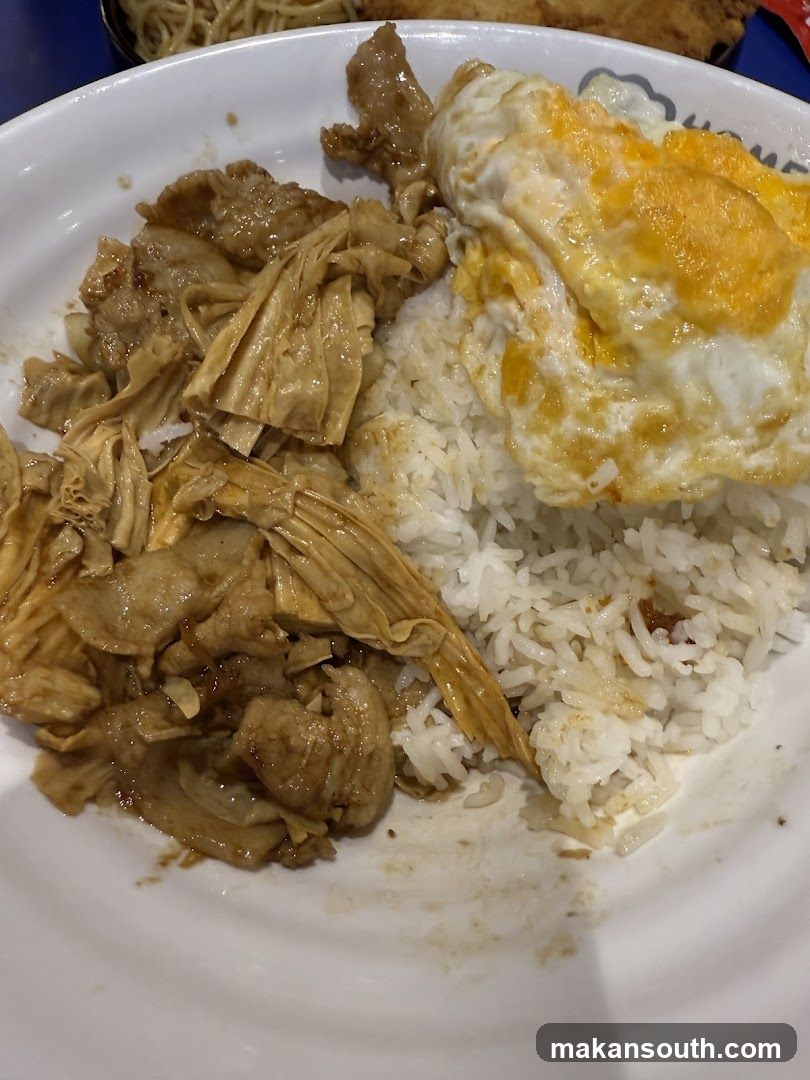 Braised Tofu Skin and Pork with Rice and Fried Egg