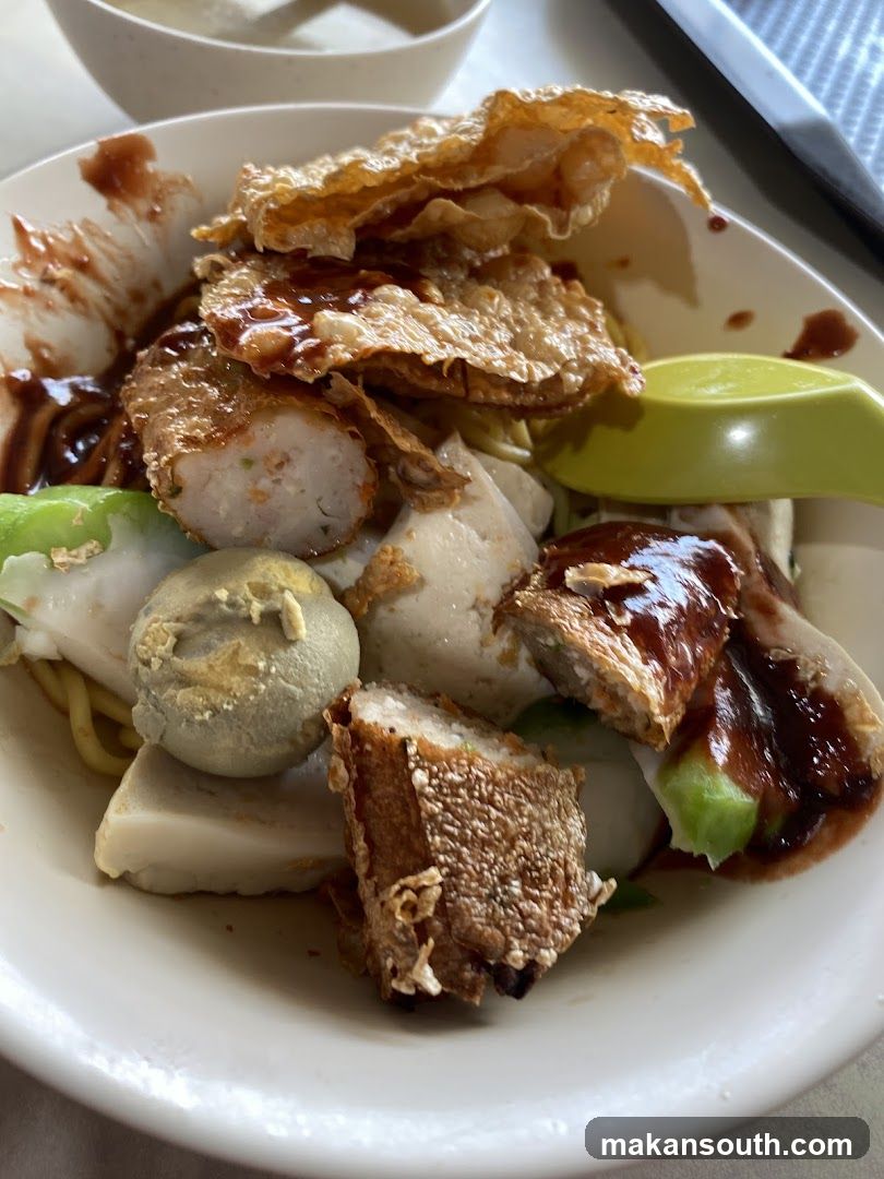 Noodles with various toppings