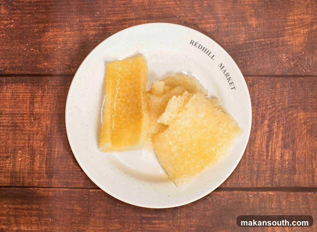 Honeycomb pieces on a plate