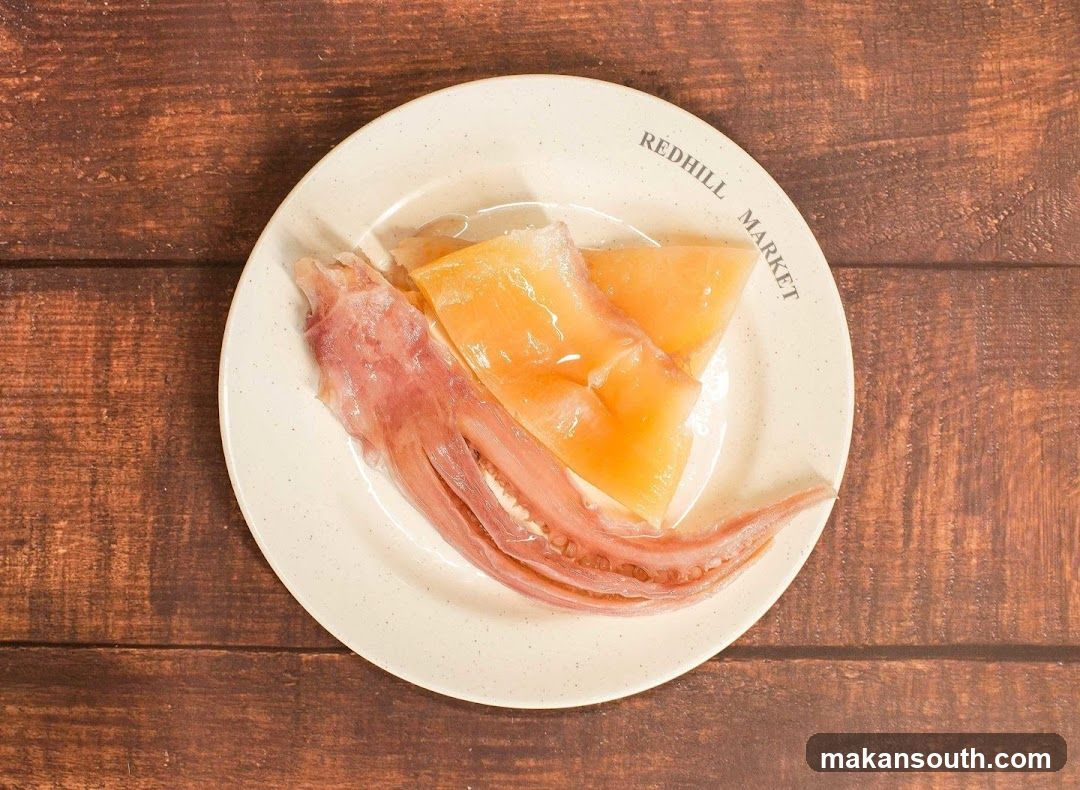 Raw Squid Tentacles and Fillets