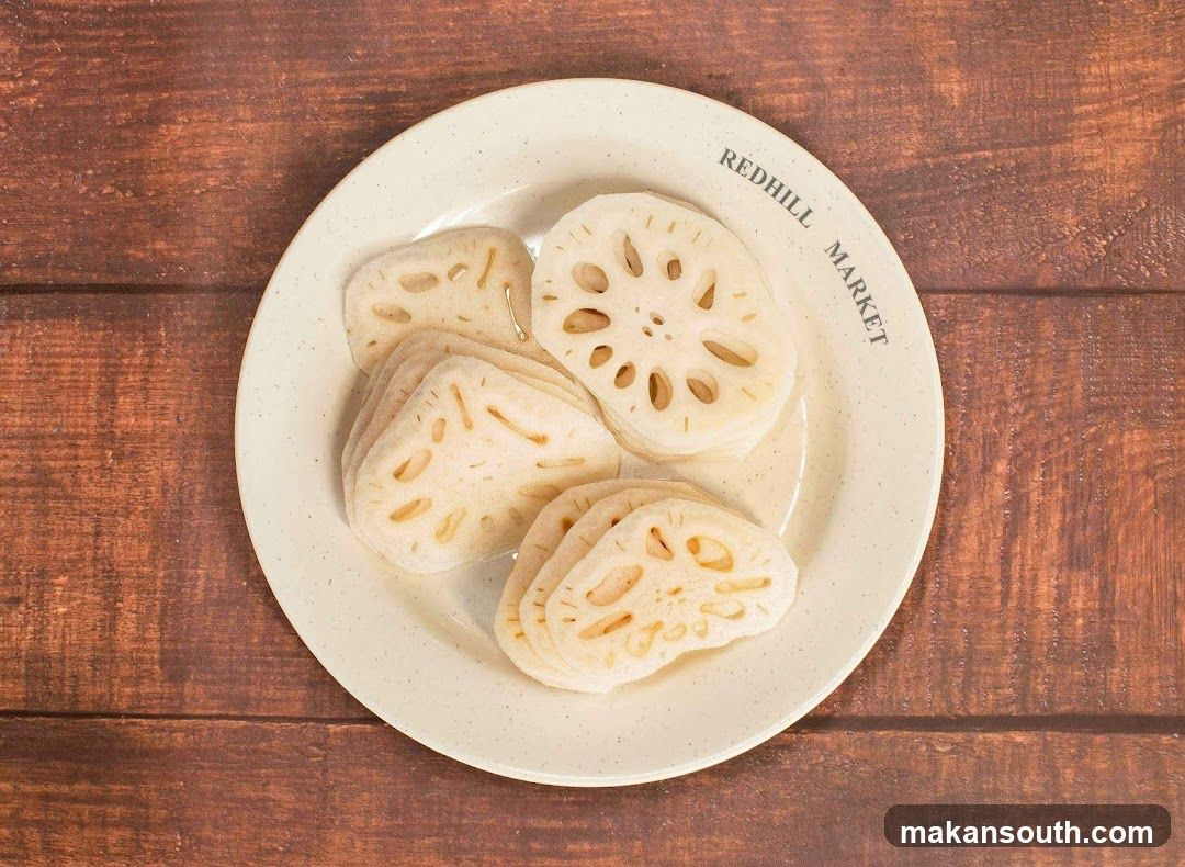 Sliced Lotus Root on Plate