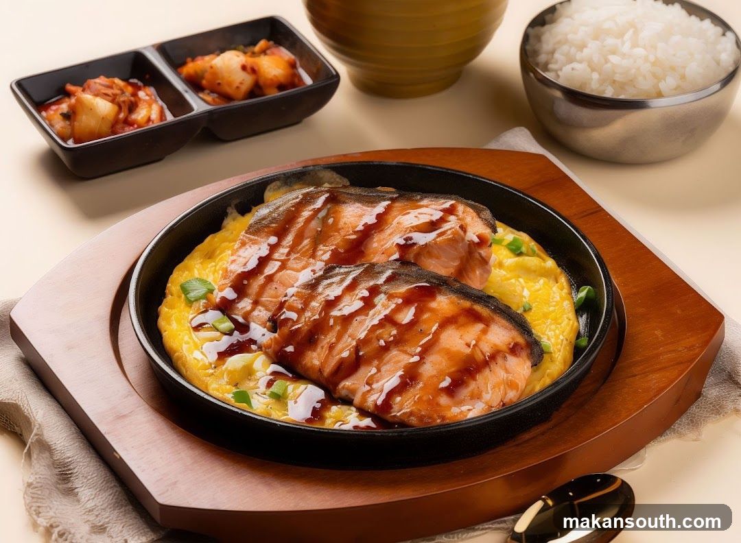 Salmon with Scrambled Eggs and Kimchi
