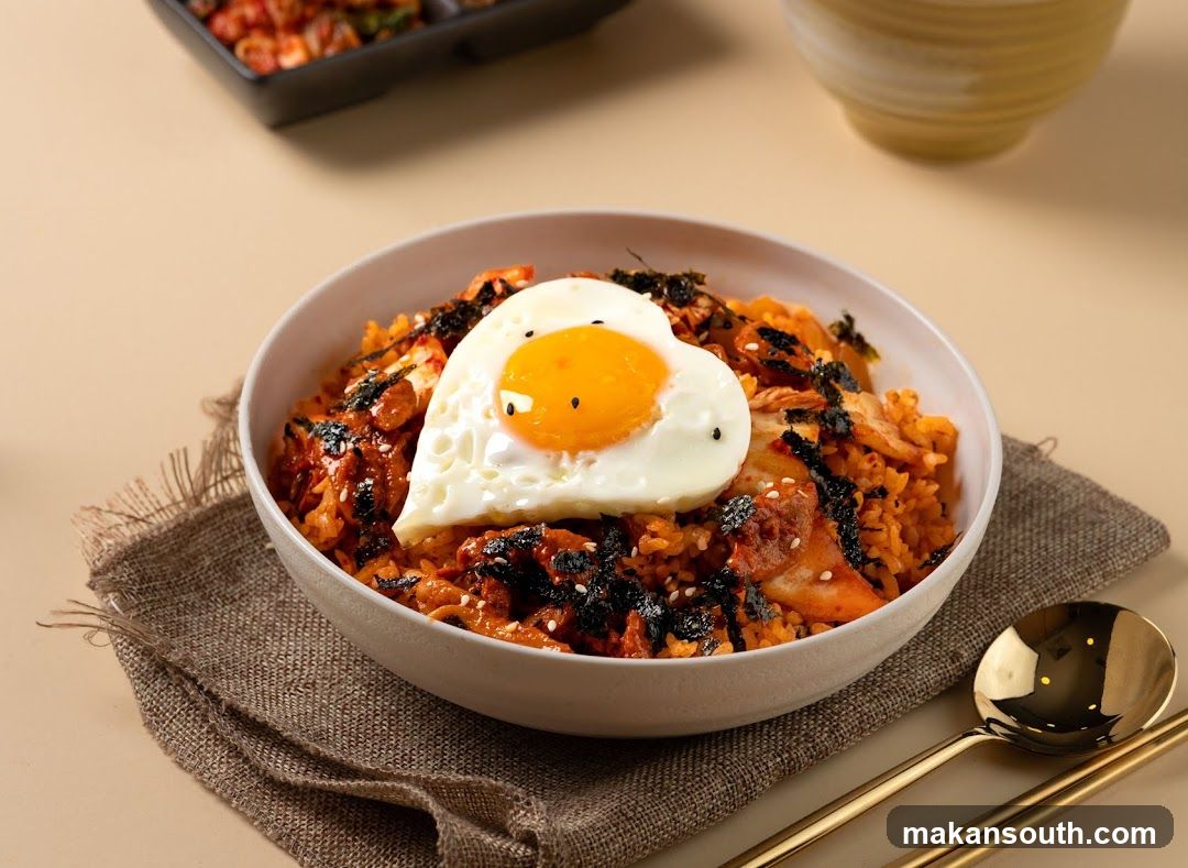 Kimchi Fried Rice with Heart-Shaped Egg