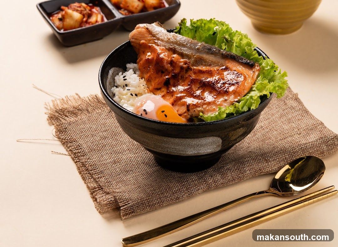 Salmon Donburi with Kimchi