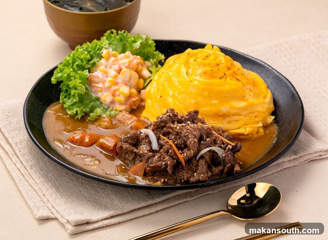 Beef Curry Omelette Rice