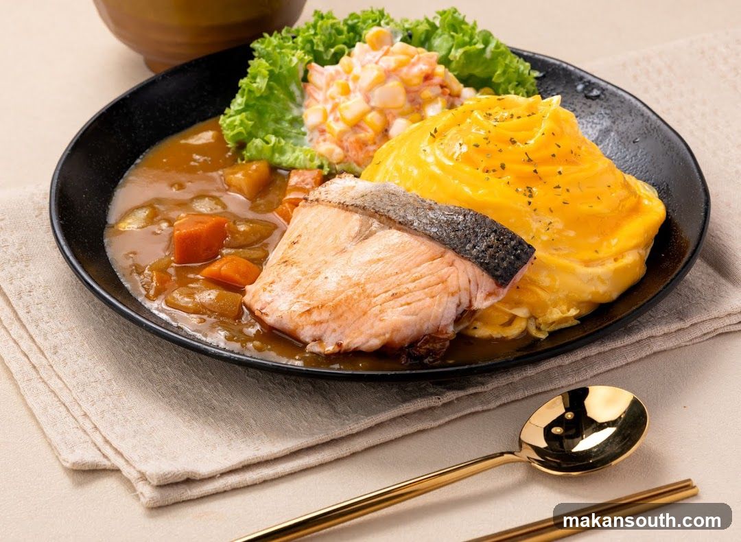 Salmon Curry Omelette Rice