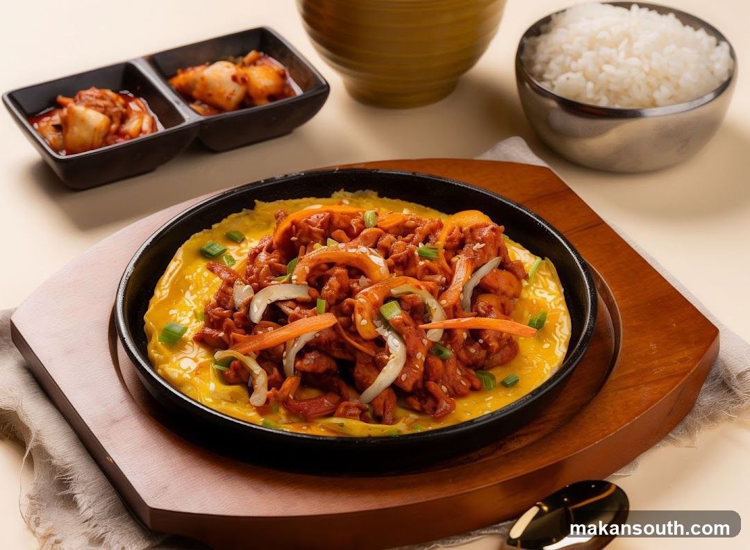 Korean Stir-Fried Chicken with Cheese and Kimchi