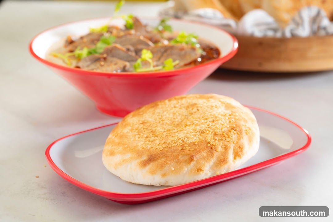 Sesame Flatbread with Sliced Meat Dish