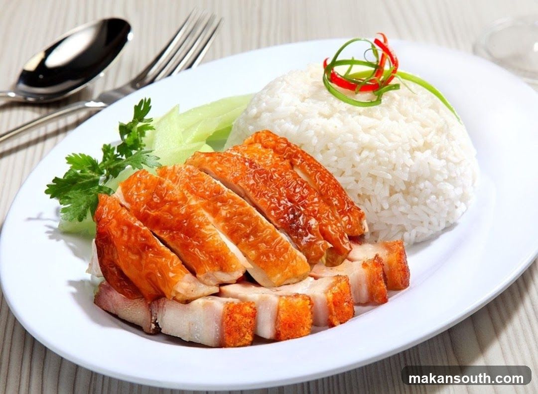 Roast Chicken and Pork Belly with Rice