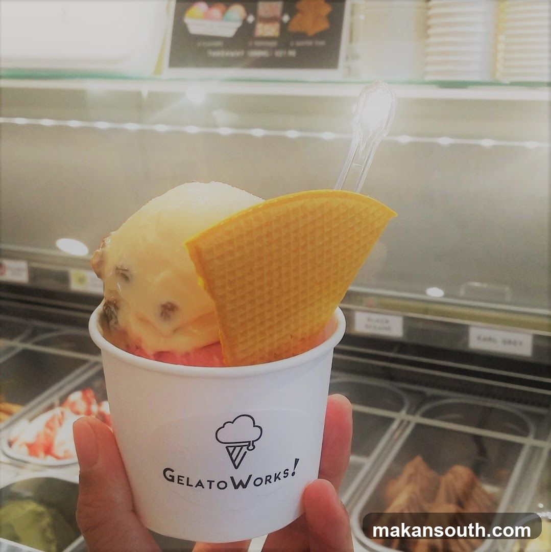 Gelato cup with waffle cone