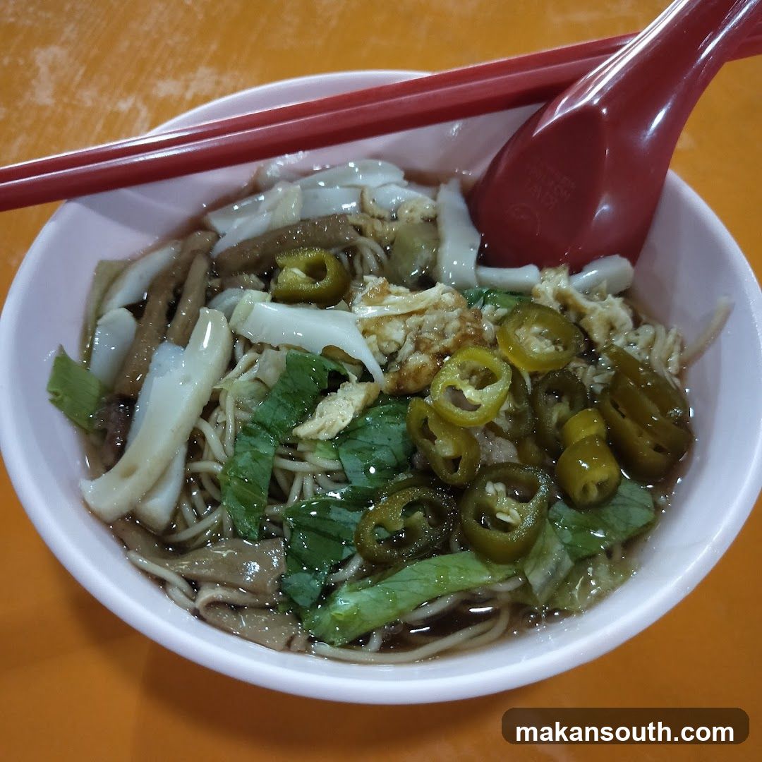 Noodle Soup with Sliced Jalapenos