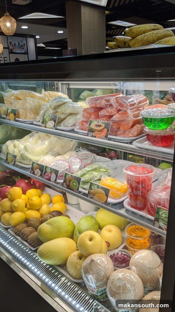Fruit juices and breakfast stall