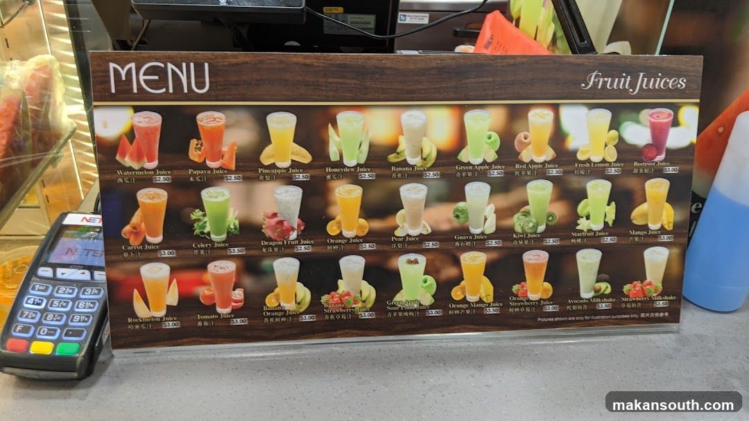 Fruit juices and breakfast stall