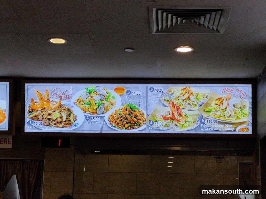 Food court counter with menu boards