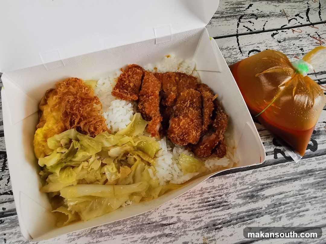 Chicken Cutlet Rice with Fried Egg and Braised Cabbage