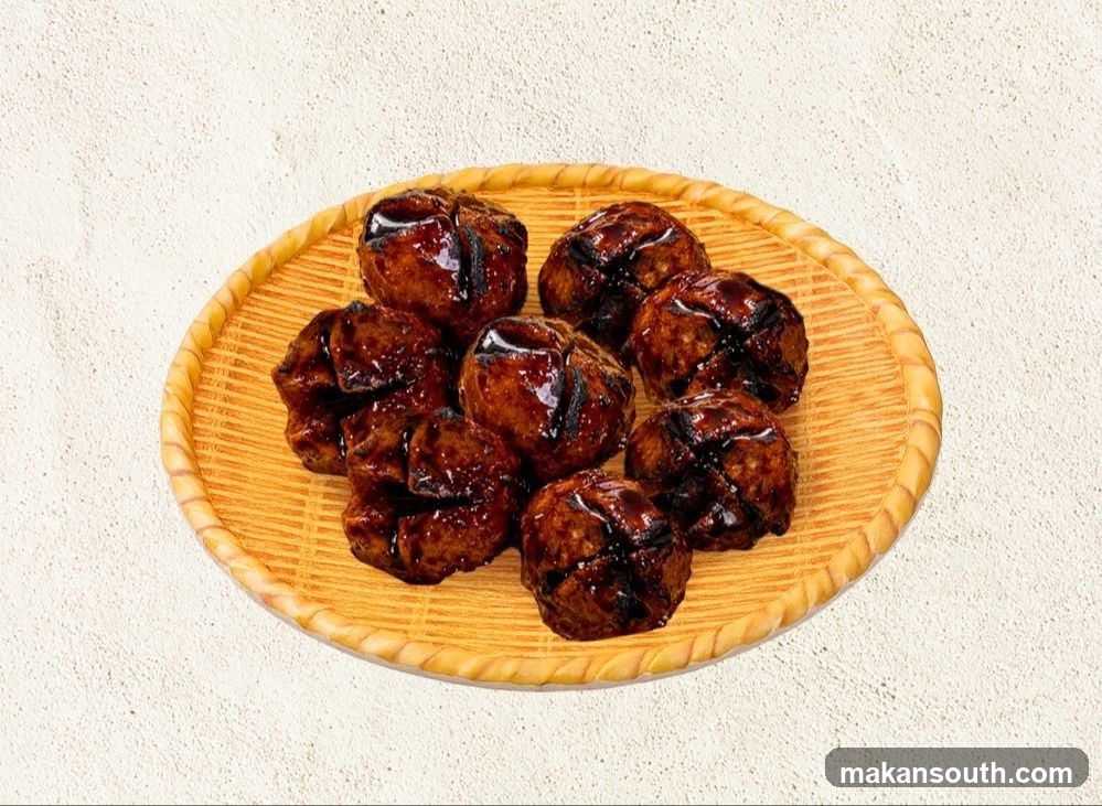 Meatballs on a Wicker Plate