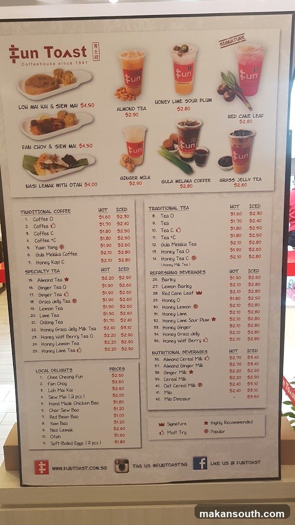 Fun Toast Coffeehouse Menu