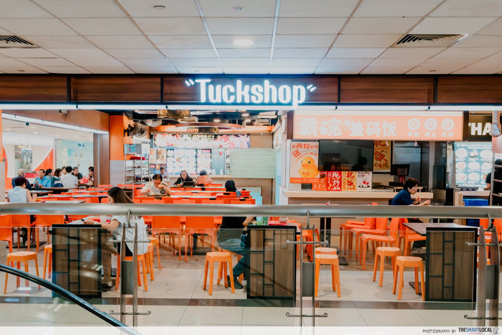 Tuckshop food court inside HarbourFront Centre with affordable cai fan and noodles